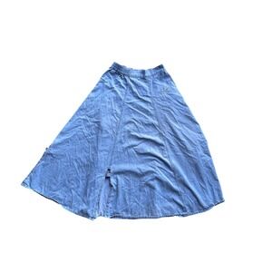 Lafei Nier Womens Light Wash Denim Maxi Skirt Rhinestone Logo Blue Size Medium